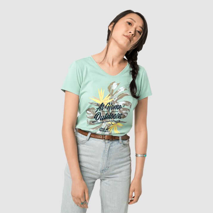 T-shirt Jack Wolfskin At Home Mujer Verdes Claro Mexico-3185791